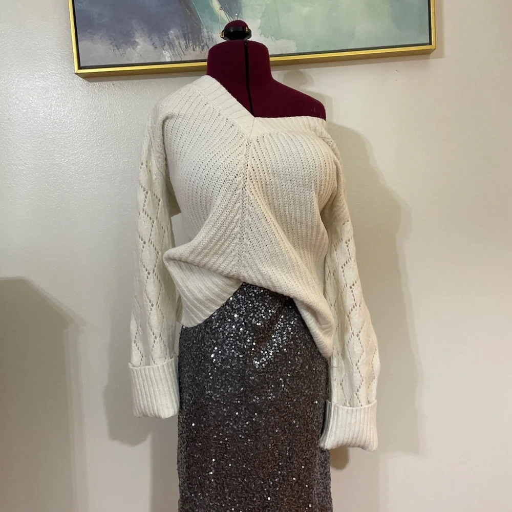 J.Crew silver pewter sequin holiday party dress pencil skirt 0 EUC rare